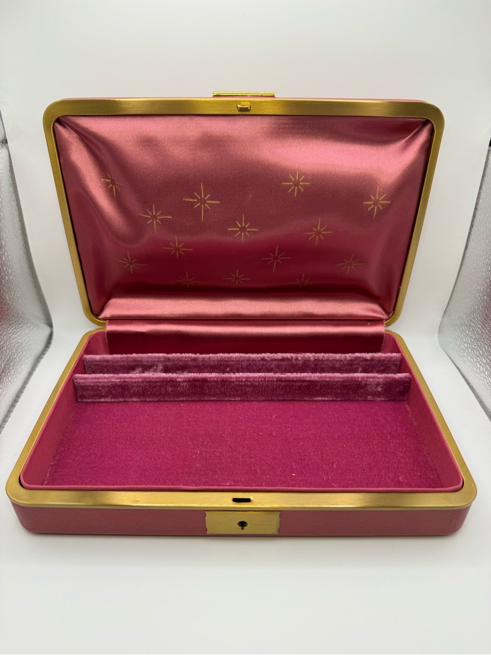 Vintage 1950s Farrington Red Gold Starburst Jewelry Box MCM